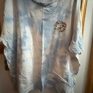 Quiksilver Light Blue Tie-Dye Short Sleeve Tee with Floral Logo